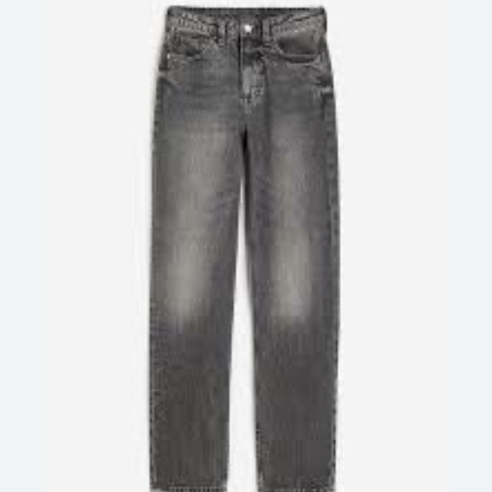 H&M  Dark Gray Straight-Leg / Mid Waist Jeans - Vintage Wash